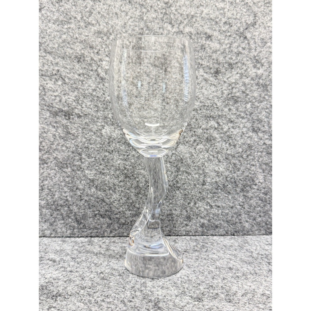 Nambé Chill Crystal Water Goblet Wine Glass Clear Sculptural Stem 8"